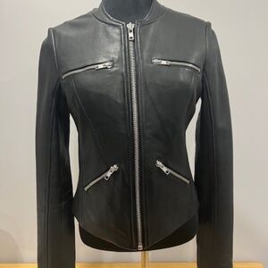 Black Genuine Leather REISS Moto Jacket – Timeless Style, Unmatched Quality